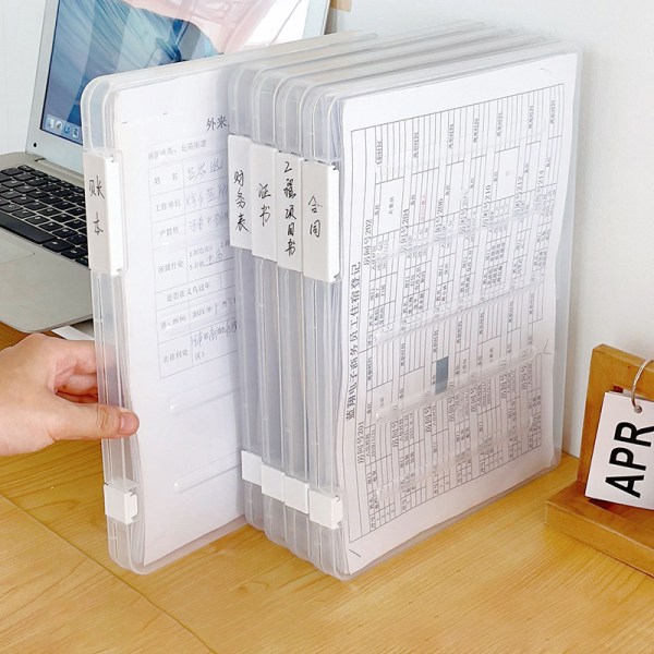 A4 Transparent förvaringslåda Genomskinlig plastpåfyllning av dokumentpapper S