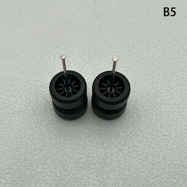 1 sæt 1/64 model bilhjul med gummidæk Modificerede dele Ve B5 10Claws Black