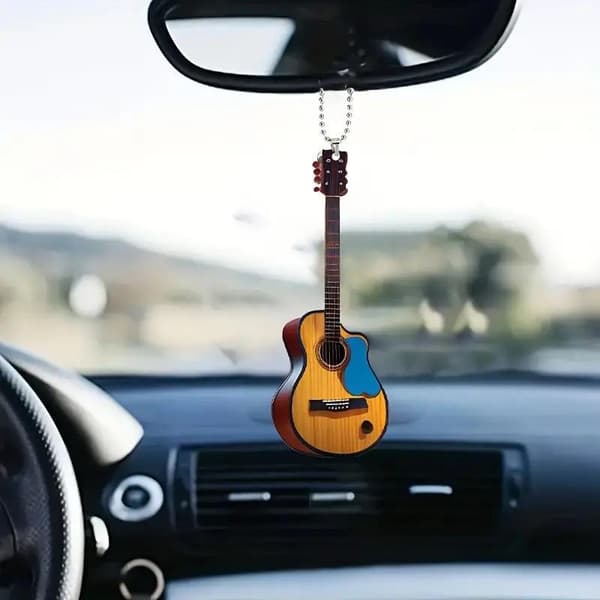 Mini Guitar Bakspejle Vedhæng Bilophængspynt Bil A2