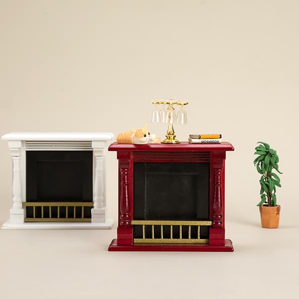 1/12 Dukkehus Mini Pejs Model Dukkehus Stue Møbler Red