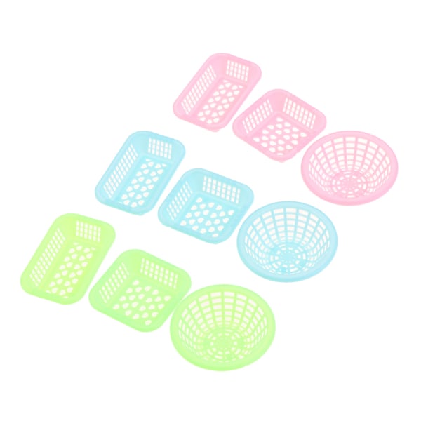 3 kpl / set 1:12 nukkekodin minipesu vihannesten hedelmäkorit D Pink