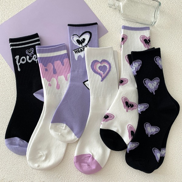 Purple Lovely Socks Lasten Naisten Lämpimät Puuvillasukat Medium A1