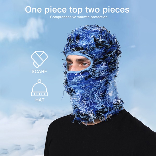 Balaclava strikket hel ansigts skimaske til mænd udendørs camouflage B