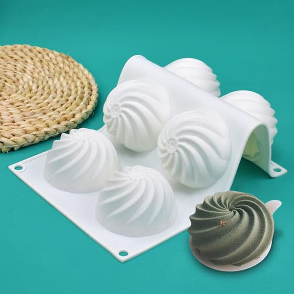 6-hulrums spiral diamant kaktus tekstur silikone kageforme mousse