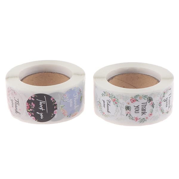 500 Styck Blommig Tack-dekal för Seal Label Scrapbooking Sti B