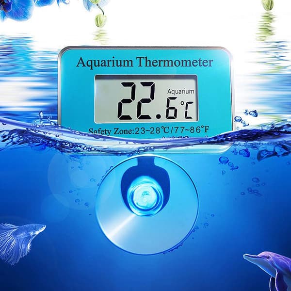 Digital akvarietermometer med LCD-display och sond med sugkopp A