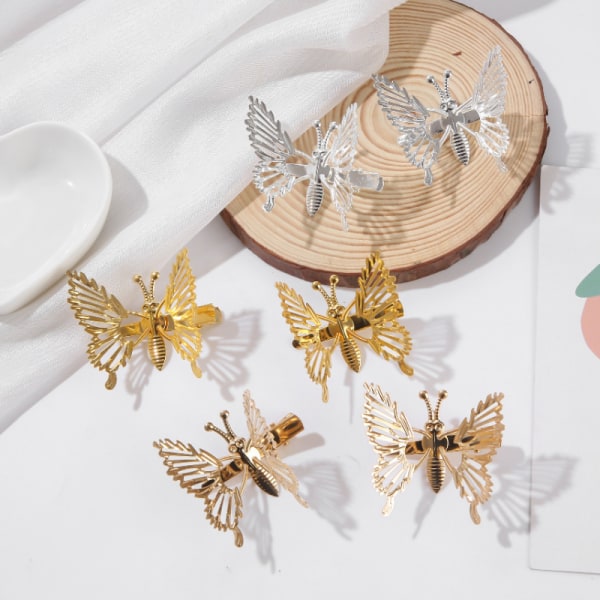 The Moving Butterfly Hairpin ja Gold Hair Accessories Vintage Ba A5