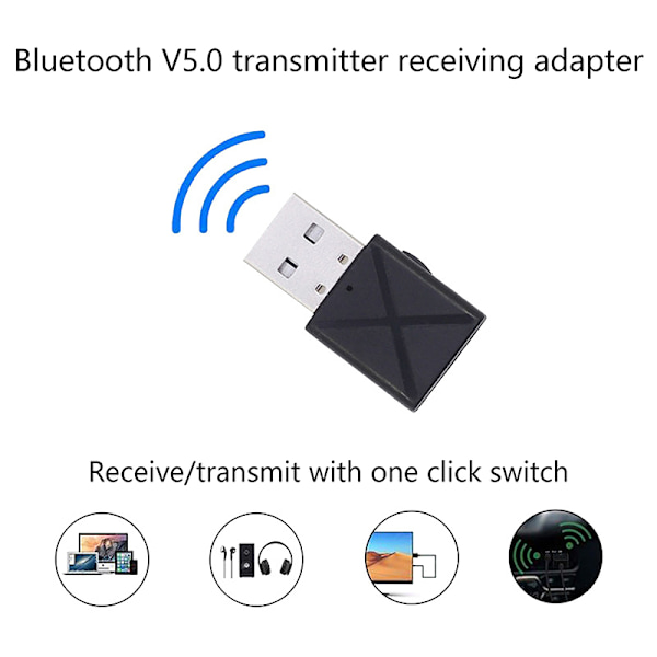 Mini USB Bluetooth 5.0 sendermodtager 2 i 1 trådløs o A