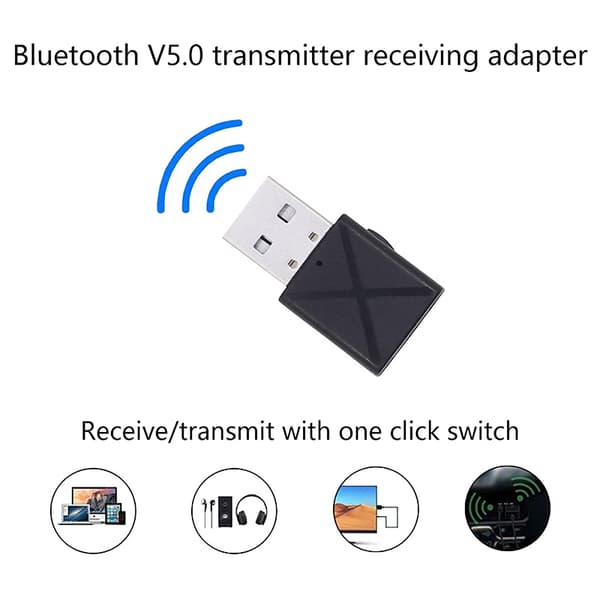 Mini USB Bluetooth 5.0 sendermottaker 2 i 1 trådløs o A