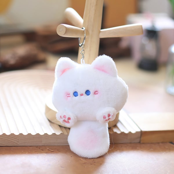 Kawaii Soft Stuffed Animal Little Cat Nøkkelring Plysjveske Bil Pe Orange