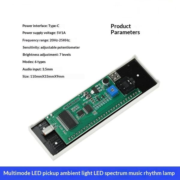 1 stk LED Musik Visualizer Lys 6 Dynamiske Tilstande Lydaktiveret A1