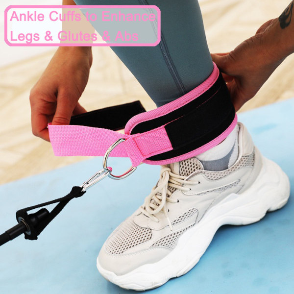 Fitness ankelstrop Justerbar D-ring fodstøtte manchetter Gym Pink