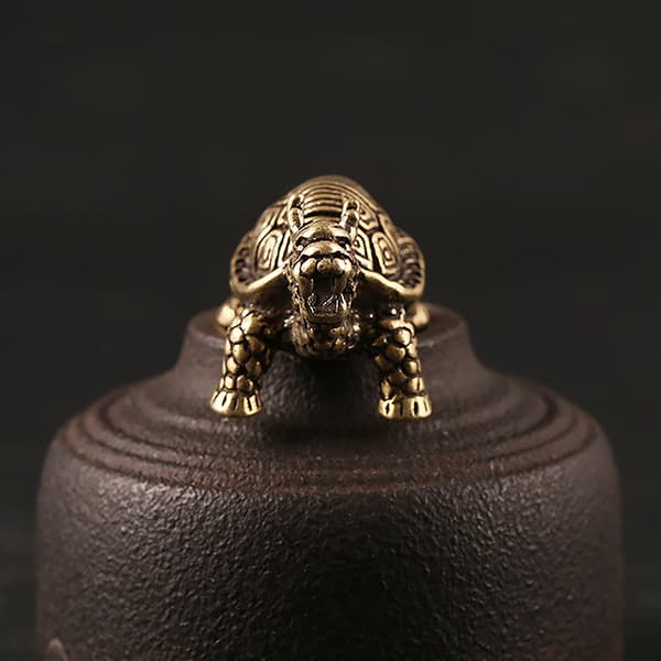 3D Messing Dragon Turtle Casting Statue Mini Animal Metal Figurin