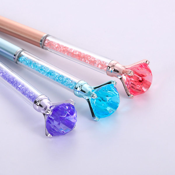 1Pc Creative Crystal Diamond kulepenn Black Ink School Off Gold