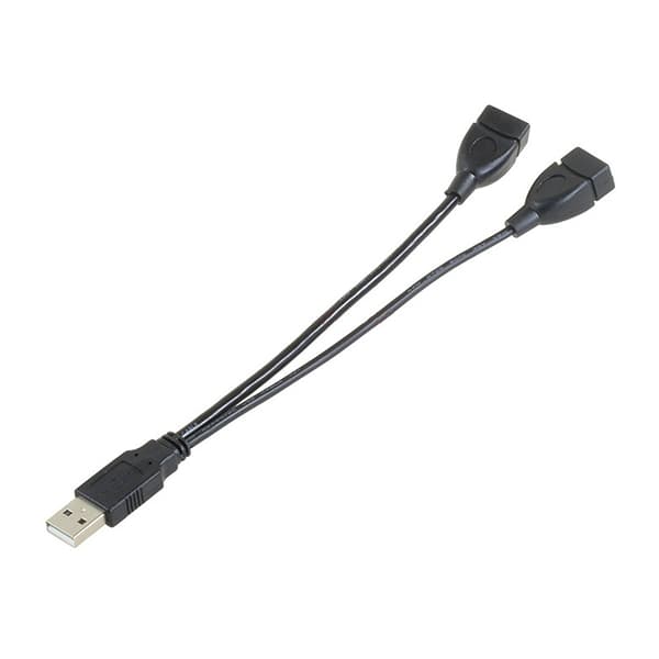 Laadukas USB 2.0 -kaapeli 1 naaras 2 urospuoliseen USB-virtalähteeseen A2
