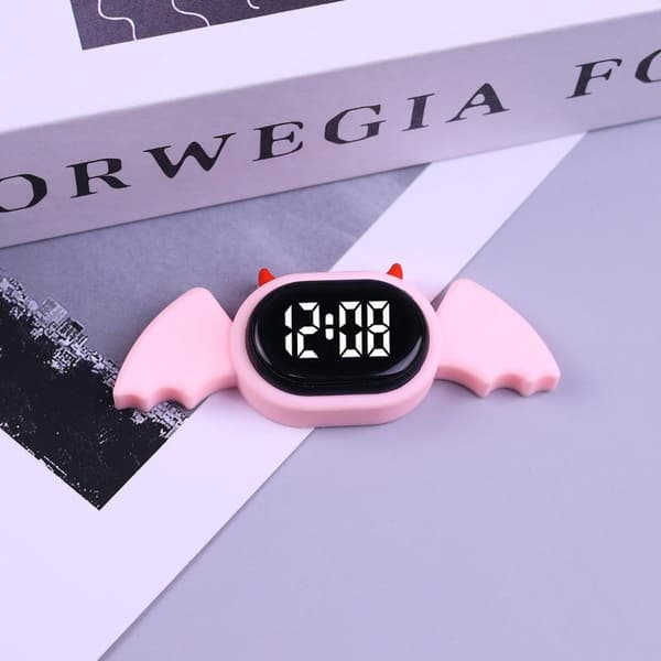 LED Digital Elektronisk Ur Natlys Nøglering Lommeur A6 pink