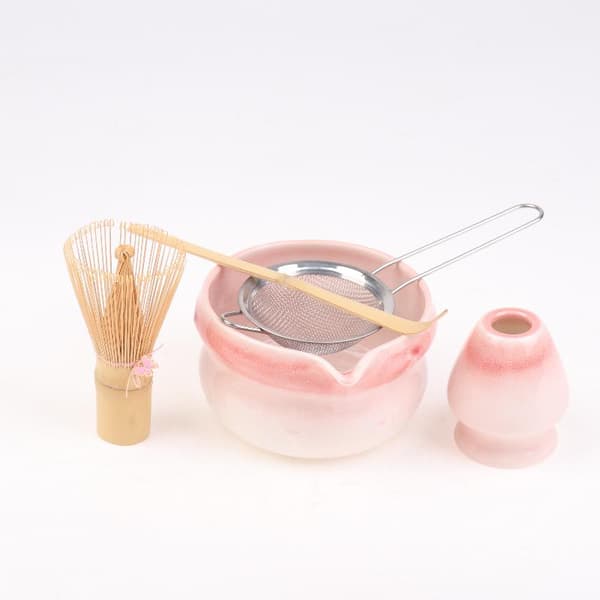 5 delar bambu Matcha-vispset Chasen Chashaku Matcha-visp Te White