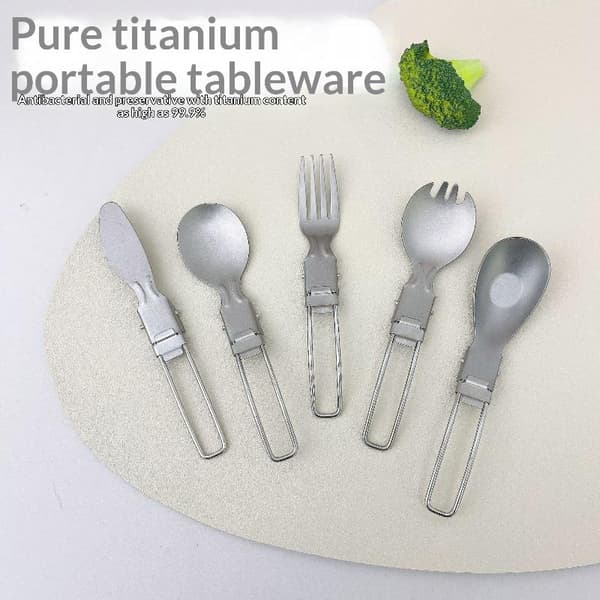 Ren Titanium Folde Spork Gaffel Udendørs Backpacking Middag Sp A
