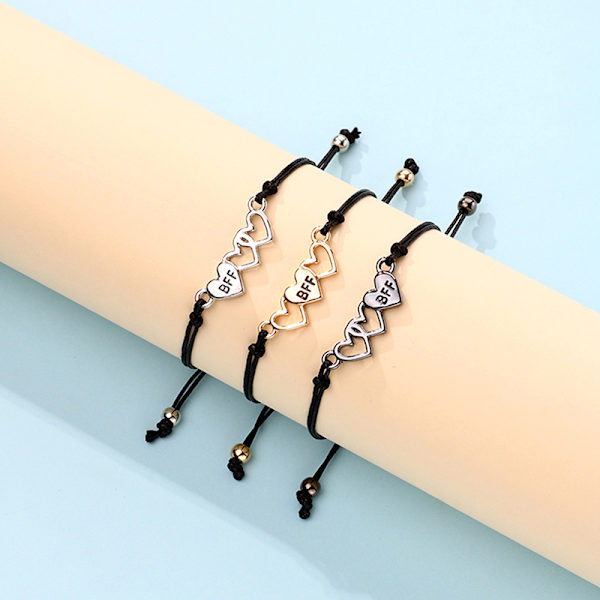 3 stykker sæt mode armbånd til mænd og kvinder. Reb Heart-sha A2