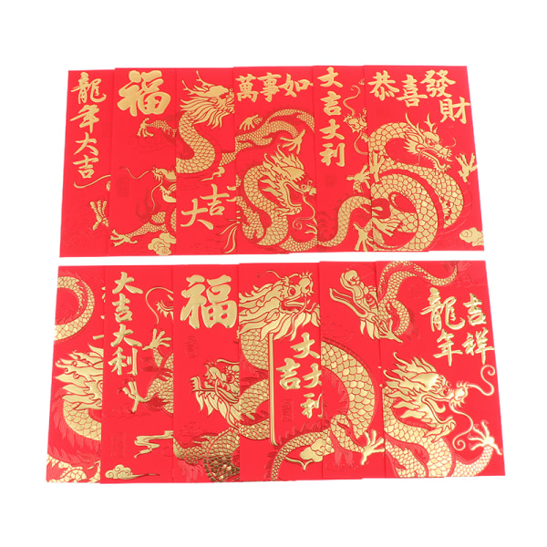6 STK 2024 Dragon Year Red Kuvert för nyårsdekoration Mone A2