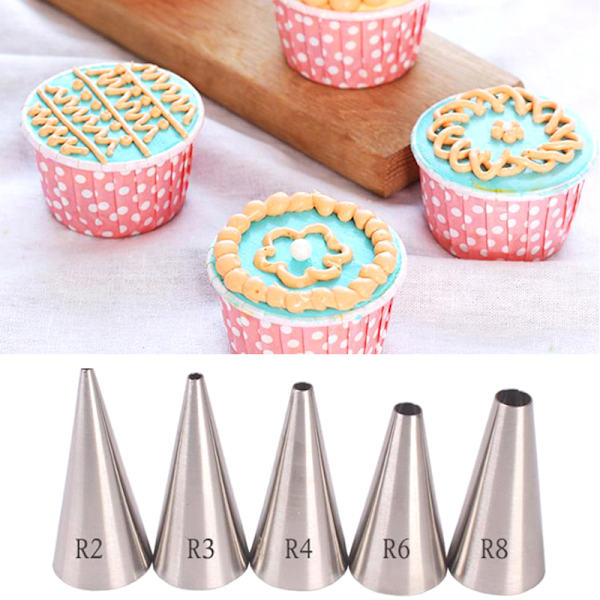 5 STK Cookie Bagværk Dyser Cupcake Cookies Glasur Piping Tips DI