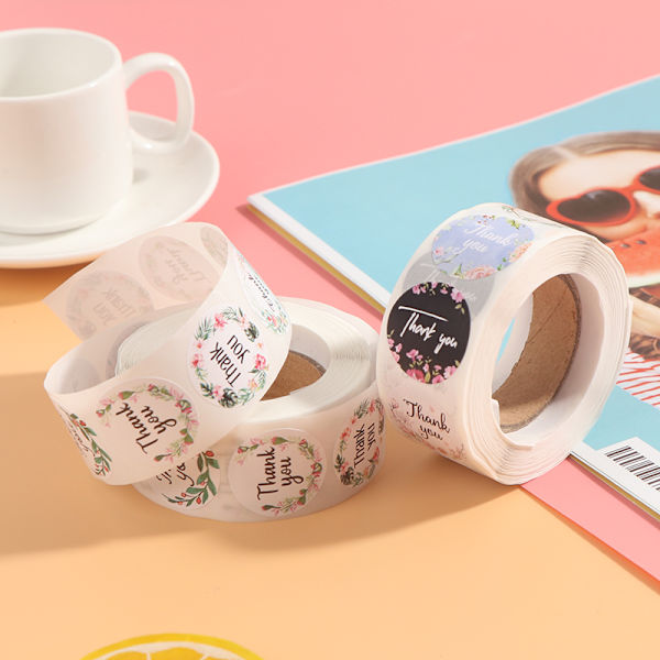 500 kpl kukkainen kiitostarra Seal Label Scrapbooking Sti B