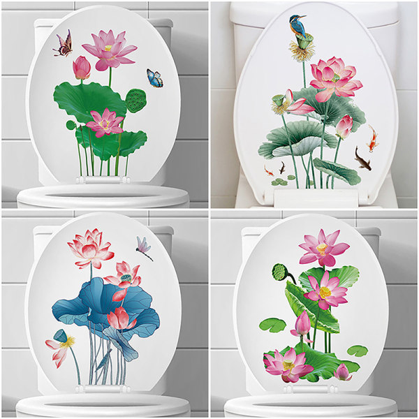 WC Stickers Toalett Floral Wall Sticker For Bad Toalett Lokk C