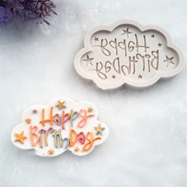 Vakker Gratulerer med dagen Shape Lace Cake Mold Cake Decor Pendan A