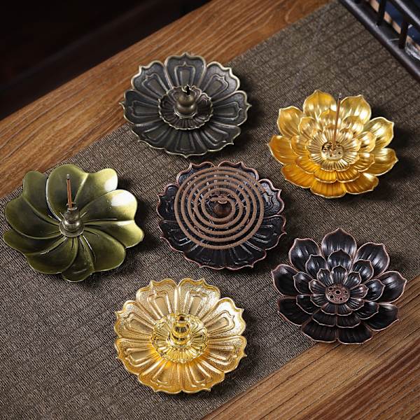 Legering Røgelse Brænder Stick Holder Buddhisme Lotus Line Røgelse C