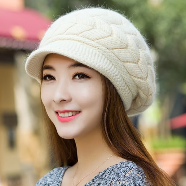 Naisten hatut Talvi lämmin neulottu hattu Hiukset Double Layer Plus Ve Gray