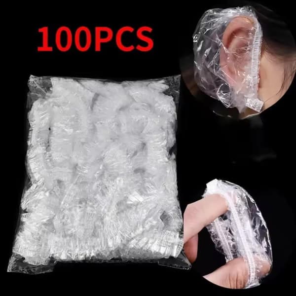 100 stk. engangs øreklokker for hårfarging, vanntett ørebeskyttelse for baking 100PCS