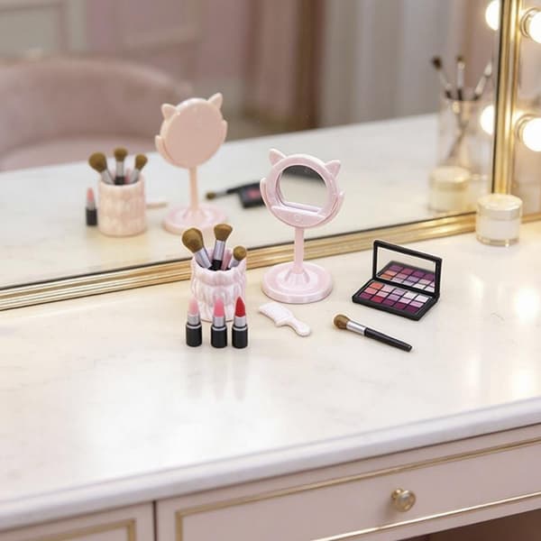 1 stk. simuleret miniature dukkehus makeupbørste kosmetik til dukke A5