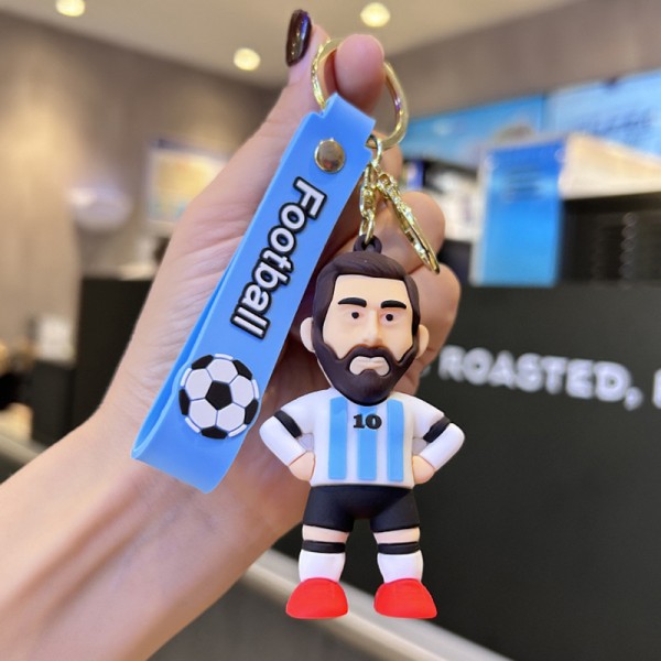 Fotballstjernefigur Messi nøkkelring Ryggsekk Veske Dekor Doll Pend A4
