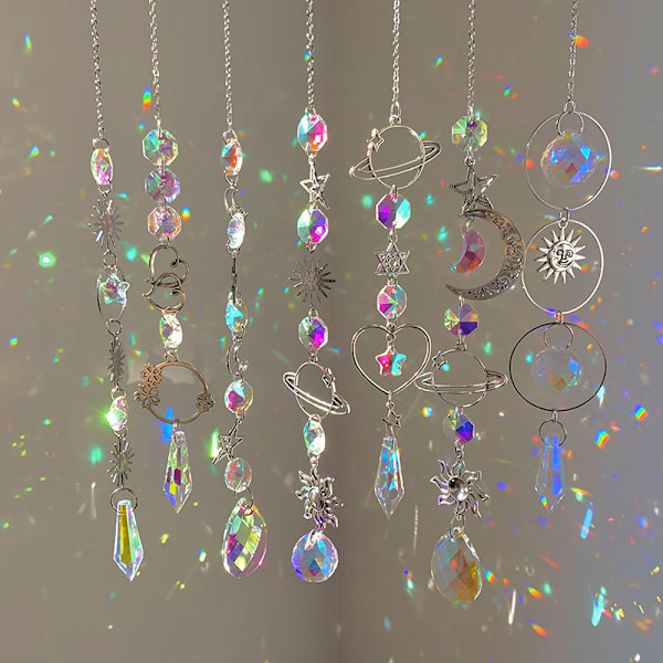Vedhæng Have Suncatcher Vindklokker Rainbow Prism Crystal Cha A2