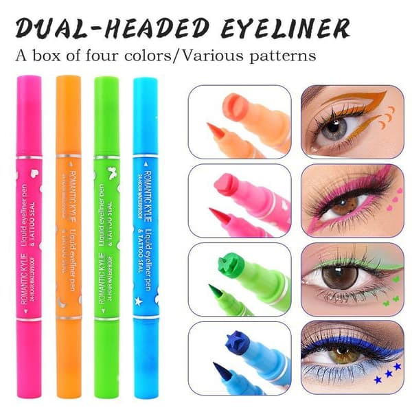 1/4 stk. Dobbelt-endet farve eyeliner mønsterstempel vandfast makeup A1