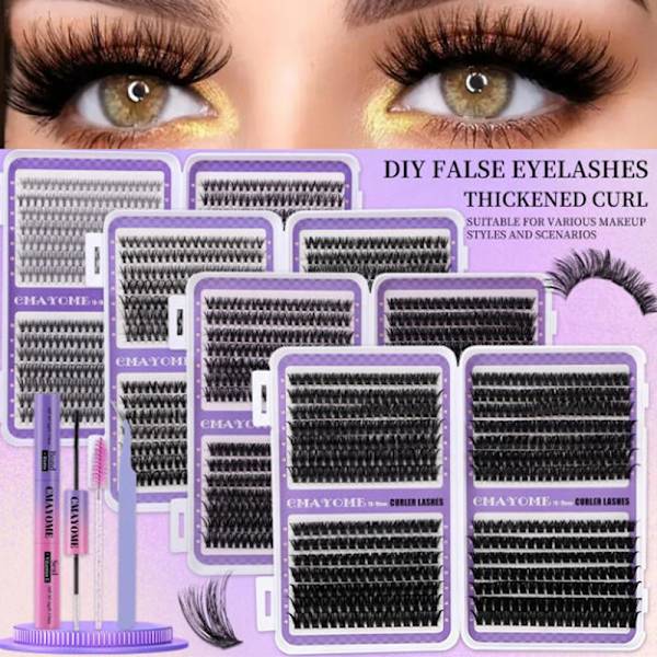 Lashes Cluster DIY fransförlängning blandad bricka kluster ögonfransar E