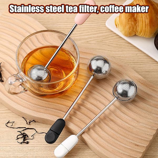 Bærbar 304 rustfrit stål roterende te-infuser og kaffegrumsfilter B