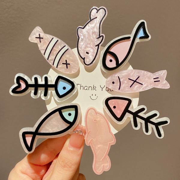 e Little Fish Bone Hårnål Girls' Bangs Clip Broken Hair Clip F A7