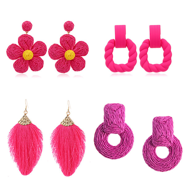 Barbie Rosa örhängen Rose Red Geometriska mångsidiga örhängen Holi 22