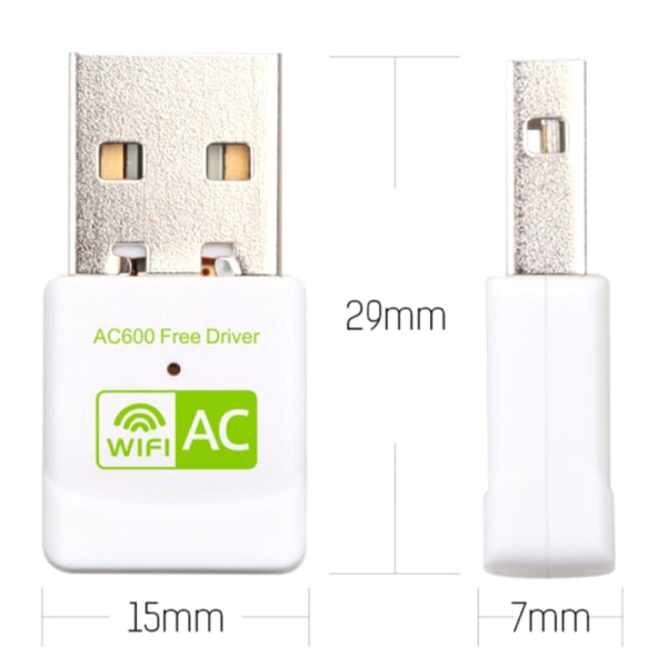 600 Mbps USB WiFi-adapter 2,4 Ghz 5,8 Ghz Dual Band Trådlös Exter white