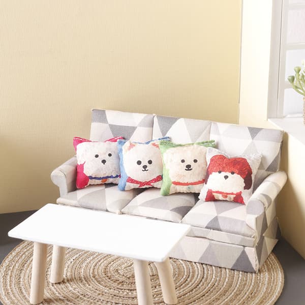 1:12 Dukkehus Miniature Hunde Hoved Sofa Pude Mini Pude Pille B