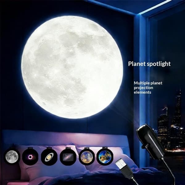 1 stk USB-projektorlys Halloween Månelampe Roterbare scener P A6