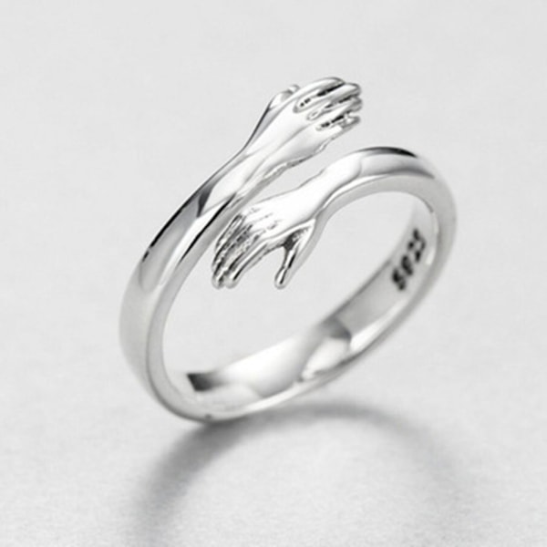 925 Sterling sølv smykker Kærlighed Kram Ring Retro Fashion Tide Silver