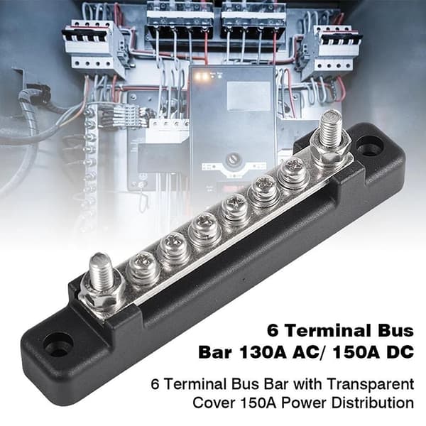 1/2st Samlingsskena Batteriströmfördelningsblock 12V M6 Stud Pos Black