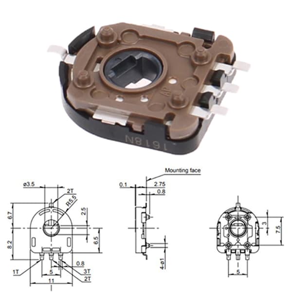 2 stk RDC503013A Resistiv sensor 10K projektor rotasjonsvinkel D