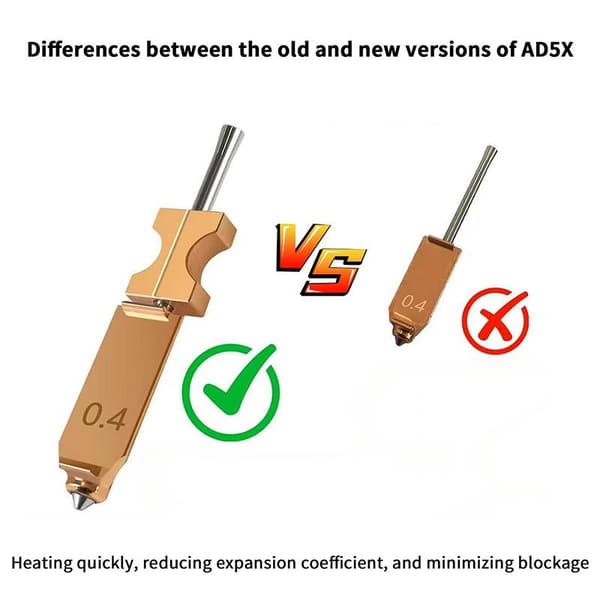 Flashforge AD5X -suuttimen päivitys irrotettava 0.25 0.4 0.6 0.8m A4