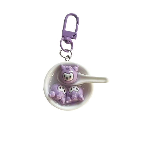 Sanrio Rice Ball Bowl Nøglering Kuromi Melody Pendant Nøglering C B