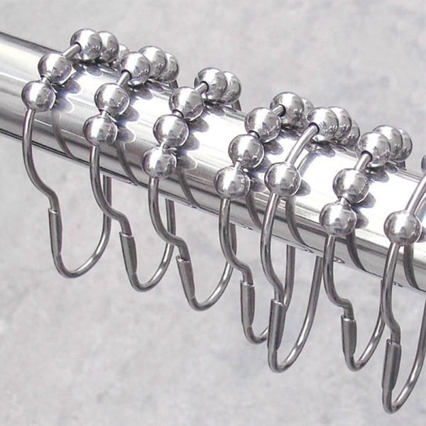 12 STK polert sateng nikkel 5 rulleball dusjgardinringer Silver One Size