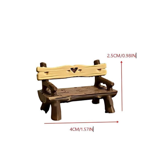 2 stk. 1/12 Dukkehusbænk Mini Parkstol Havepynt Mikro 2Pcs