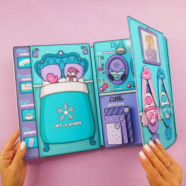 Winter Family Paper Doll Quiet Book Håndlavet DIY-klistermærkebog K